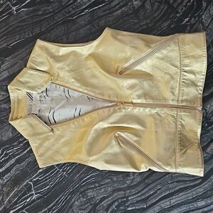 ROBERTO CAVALLI: Glam Gold Soft Leather Vest